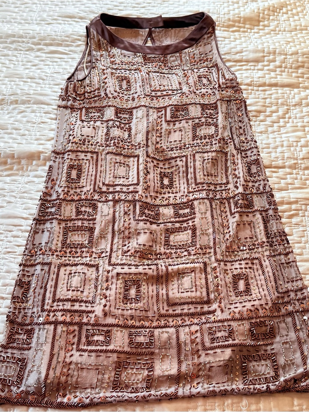 Marc Bouwer Glamit Silk Sequined Brown Dress  Size 0